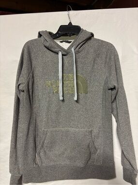 The North Face Gray Pullover Hoodie with Lime Logo